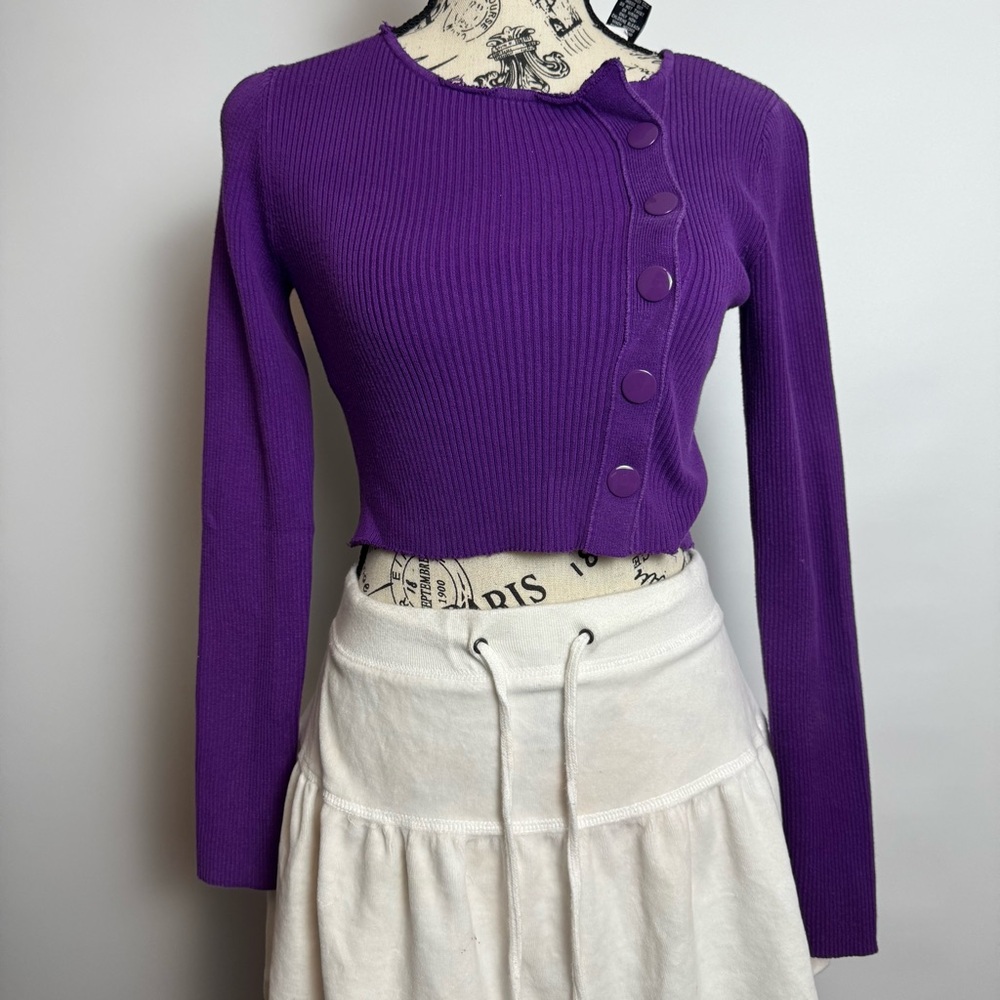 Moda International Violet Ribbed Knit Top - Picture 1 of 5